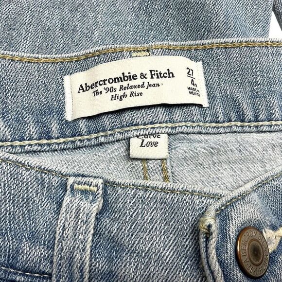 Abercrombie Fitch The 90s Relaxed Jeans Women 27/4R Blue Curve Love High Rise - Picture 7 of 8